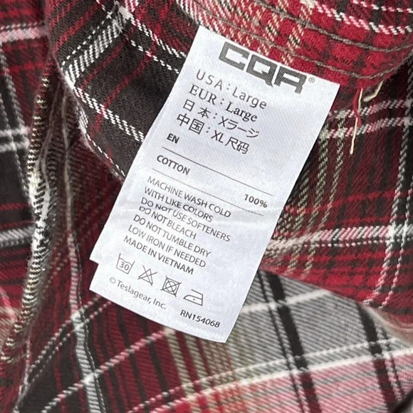 CQR Gear Tactical Series Flannel Button Up Shirt Men's Size Large Plaid NEW - Picture 9 of 9